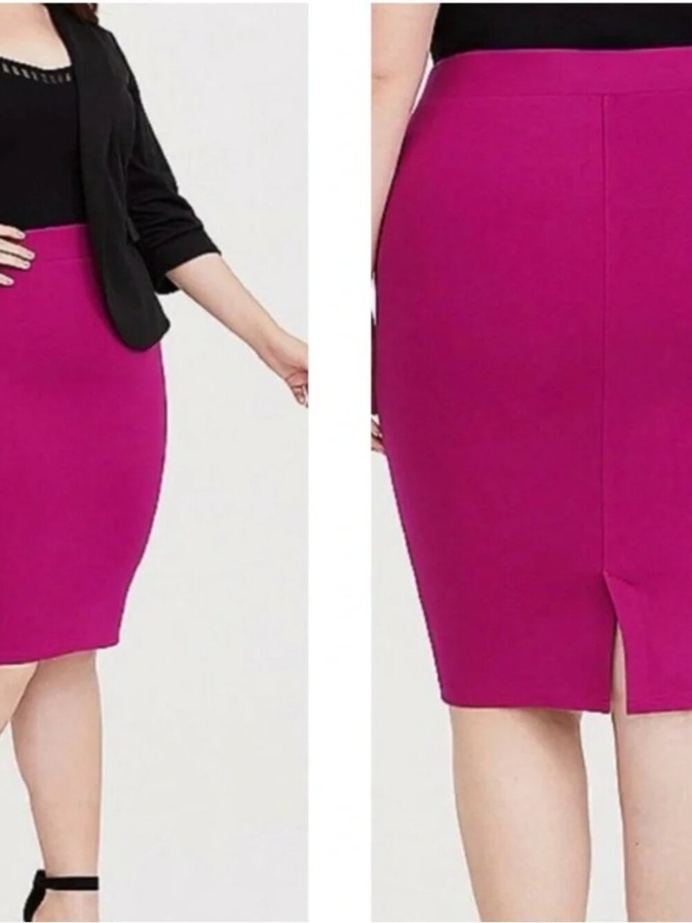 Torrid Size 3 Hot Pink Ponte Pencil Skirt Knee Length Plus Size